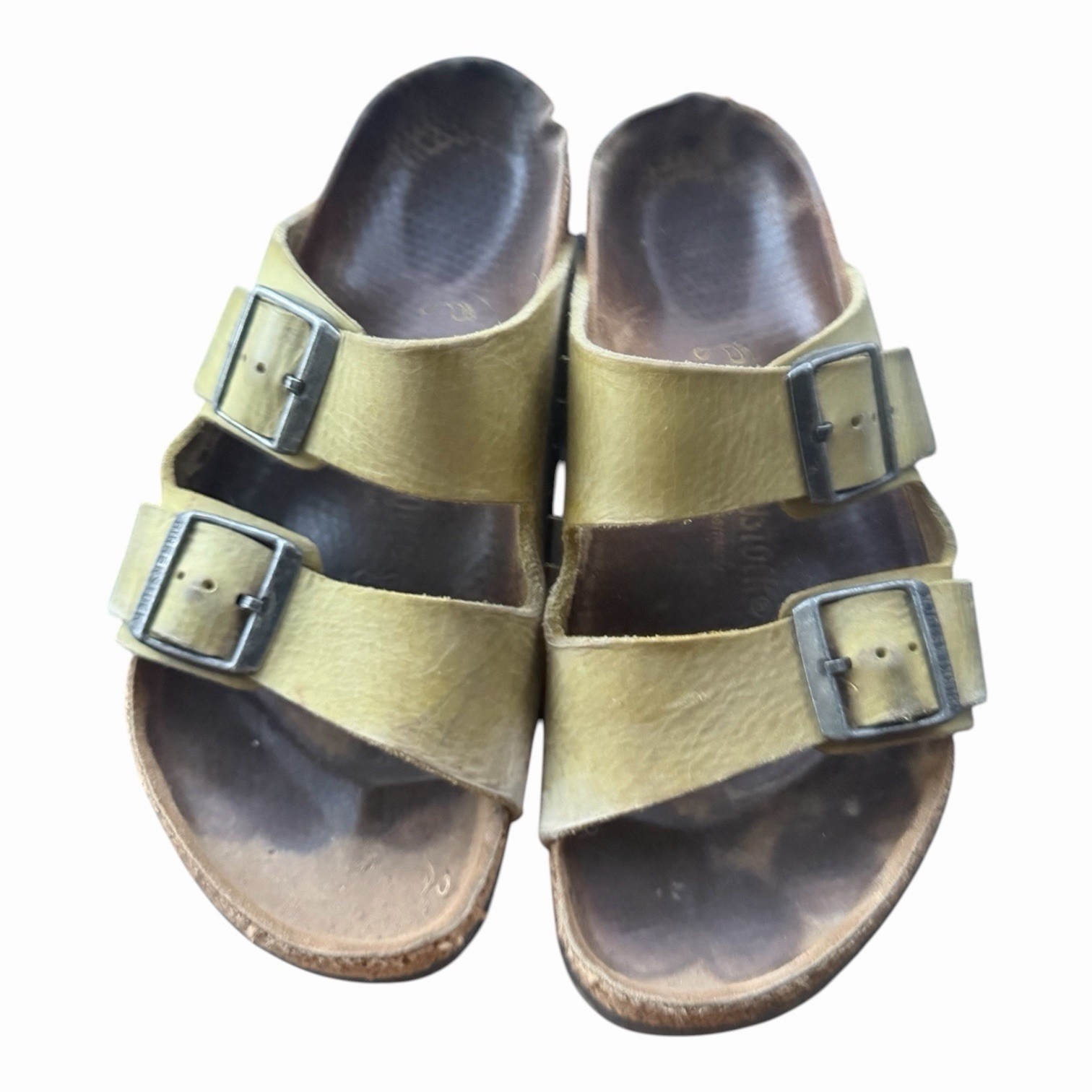 Birkenstock Arizona Sandals Olive Green Unisex Size 39 Cork